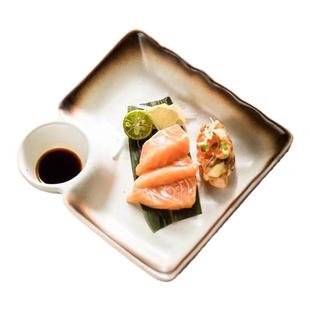 2025新款盘子带醋碟饺子盘陶瓷菜盘家用分格餐盘一体蘸料碟水饺盘