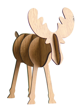 欧式风麋鹿木质迷你节日桌面摆件