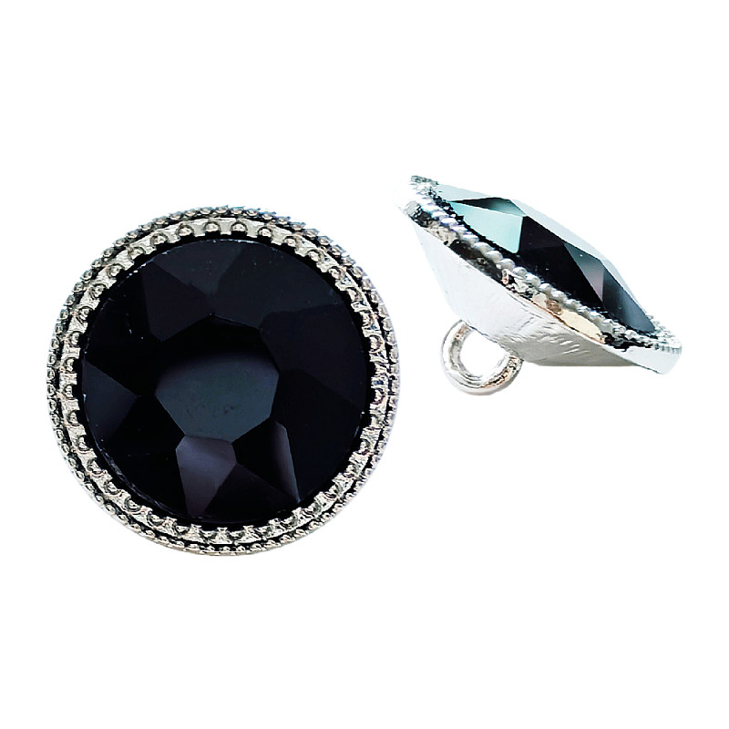 黑色钻扣金属镶钻圆形百搭小香风复古针织毛衣开衫衬衣水晶扣子