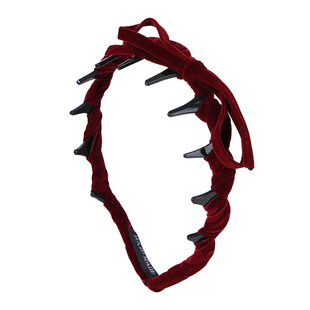 气质高颅顶发捆齿梳发箍女款秋冬红色丝绒蝴蝶结头箍带齿防滑发卡