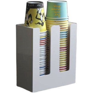 不锈钢纸杯架奶茶店商用一次性取分杯器咖啡吧台吸管收纳盒置物架