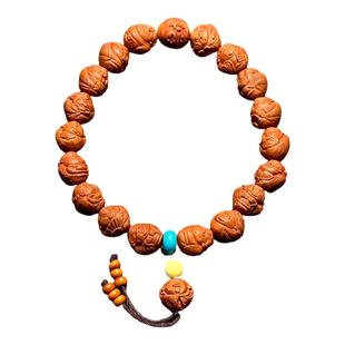 小财神龙纹桃核手串高端文玩桃胡雕刻男士男款桃木手链女款橄榄核