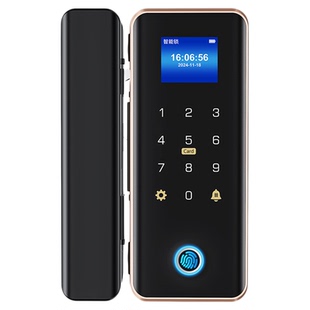 玻璃门指纹锁免开孔电子智能锁有框无框单双门门禁锁办公室密码锁