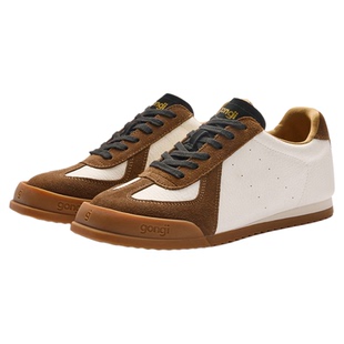 【田嘉瑞同款】GONGJI棕色德训鞋女方头内增高鞋子运动小白鞋男春