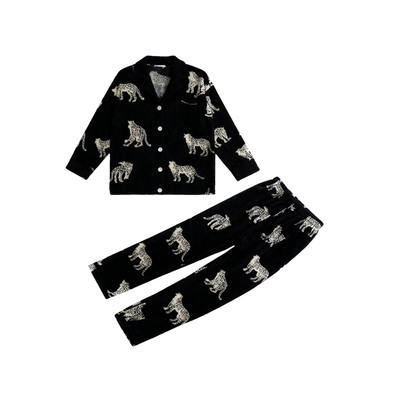 猫人半边绒男士睡衣秋冬季加绒