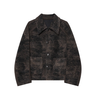 JDV商场同款复古羊毛外套男装秋冬季新品宽松翻领夹克短款WJK5358