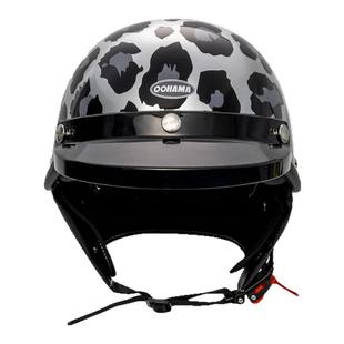 OOHAMA复古头盔摩托机车男女同款夏季豹纹3C新国标半盔帽檐