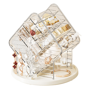 旋转化妆品收纳盒桌面高级感口红整理盒梳妆台护肤品化妆刷置物架