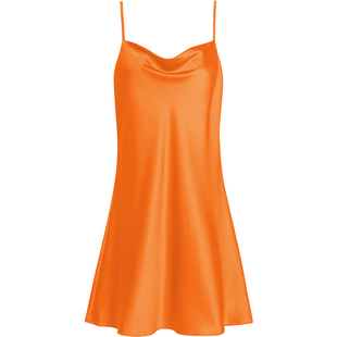 19姆米弹力牛油果绿真丝荡领吊带睡裙女夏季桑蚕丝性感显瘦短裙薄