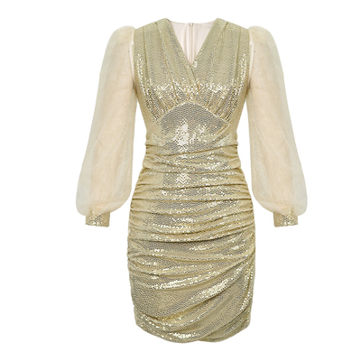 富家千金泡泡袖包臀连衣裙