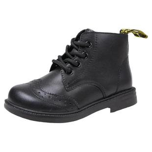 儿童马丁靴真皮女童短靴软底2025冬新款英伦皮鞋加绒棉鞋男童皮靴