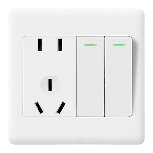 86型暗装二开五孔二位开关带插座双开两开双联双控2开5孔