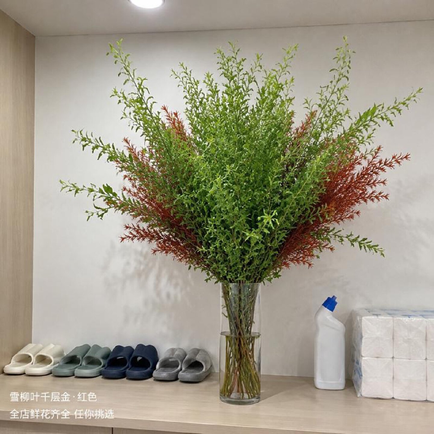 雪柳叶千层金红色配康乃馨香槟色云南基地直发鲜切花材客厅水培插