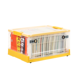 可折叠书籍收纳箱透明储物学生装书本塑料整理箱收纳盒书箱带轮子