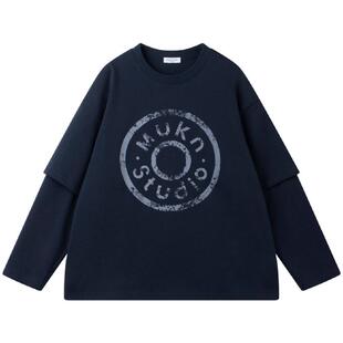 MUCMUKN【校队俱乐部】全棉7A抑菌潮牌假两件印花T恤男童26春新款