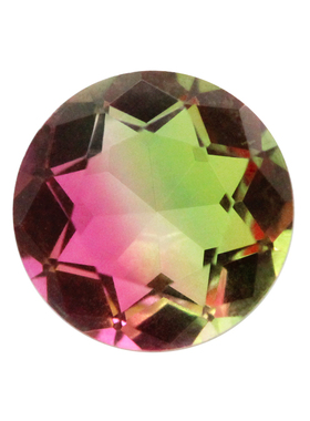 圆形合成西瓜碧玺粉绿色渐变裸石 玻璃散珠戒面镶嵌戒指配石BX04