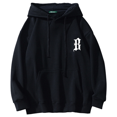 秋冬加绒卫衣美式复古银狐绒外套