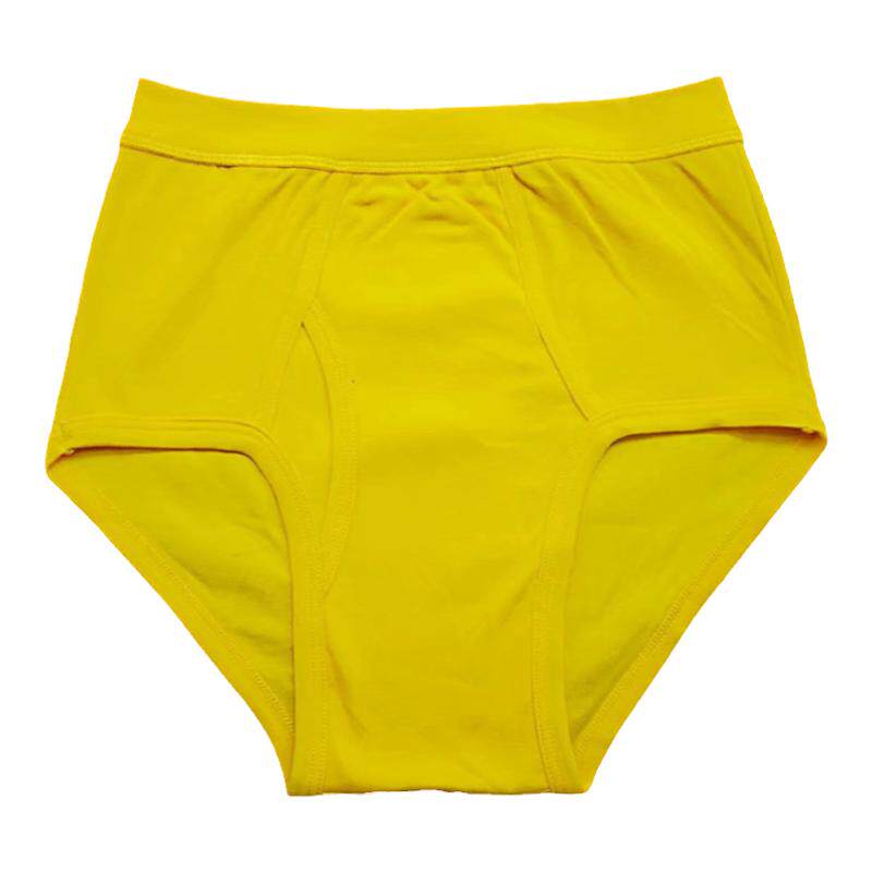 老年黄色纯棉内裤蛇年高腰男士内裤黄全棉本命年舒适三角裤