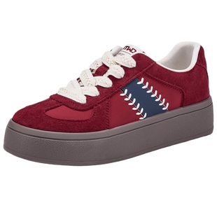 热风红色德训鞋2026年春季新款厚底增高休闲鞋百搭小白鞋新年女鞋