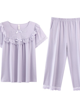 睡衣女士夏季纯棉拉架短袖家居服