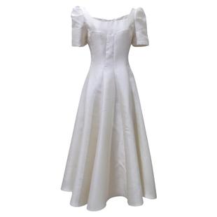 JUJU法式白色连衣裙夏季女高级感赫本风高端气质初恋领证小白裙