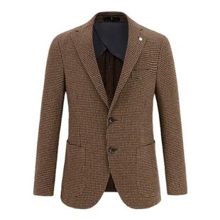 【花呢针织】LAMPO/蓝豹男士单西服千鸟格进口羊绒西装西服男