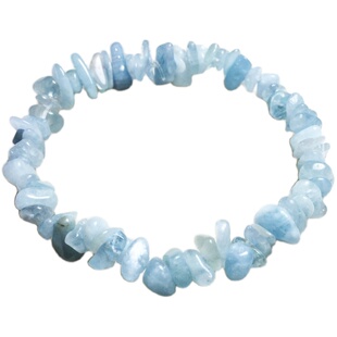 特价天然海蓝宝手链脚链碎石手串散珠招财水晶饰品女款 幸福石