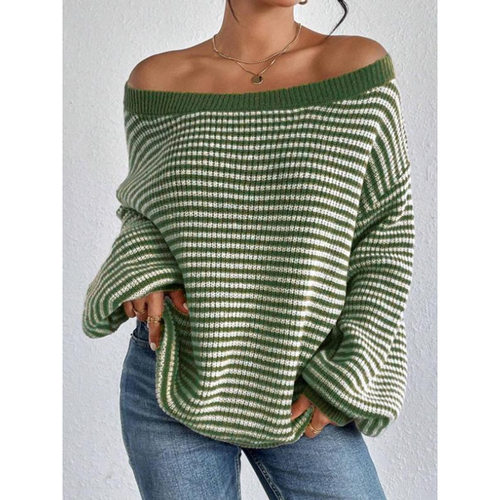 Z 24727 Drop shoulder striped knitwear 落肩袖条纹针织衫