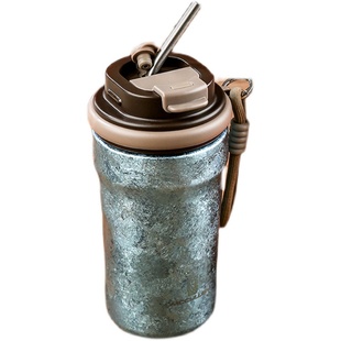 麦卡伦双层纯钛咖啡杯吸管杯双饮口钛水杯男女士情侣生日礼物水杯