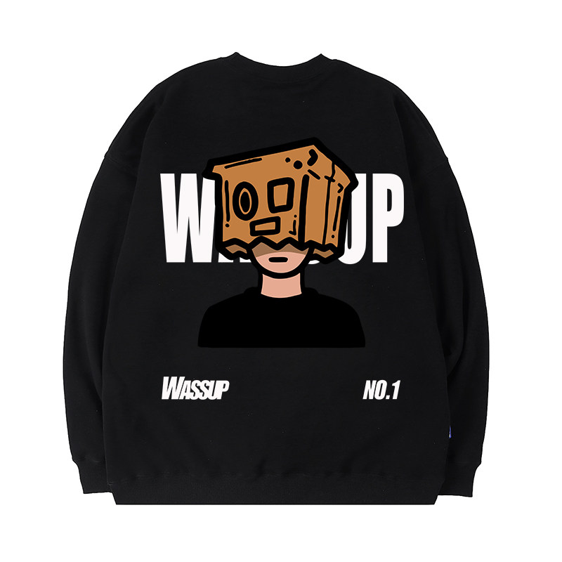 WASSUP美式涂鸦重磅卫衣男秋潮牌