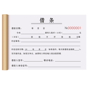 借条有法律效应的一联手写私人借钱借据单据1联赊账对帐确认本借款对账合同贷款借贷协议借支账单个人借款单