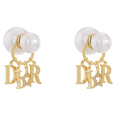 前后式大小珍珠字母耳环小众耳饰