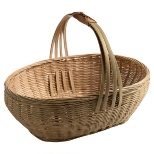 竹编手提篮桌面收纳筐小果盘托盘零食糕点竹制品水果竹篮子