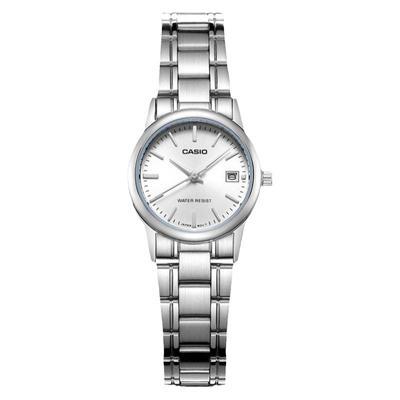 卡西欧简约钢带指针手表女