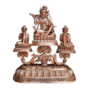 欧斯特紫铜雕花《婆罗门祜主》师徒三尊二十寸桌面铜像摆件