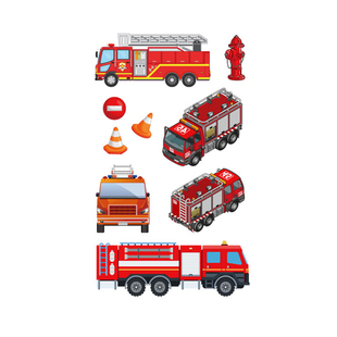 儿童纹身贴男孩安全环保工程车消防车交通汽车飞机轮船防水印贴纸