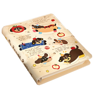 磁吸腊肠小狗PU皮质笔记本子2025年新款高颜值日记本好看的活页本可拆卸A5手账本ins风加厚记事本可爱女生