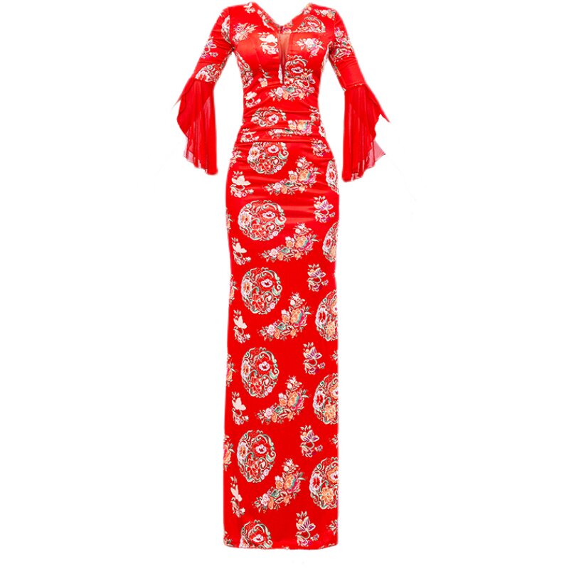 夜店桑拿技师服开叉低胸连衣裙