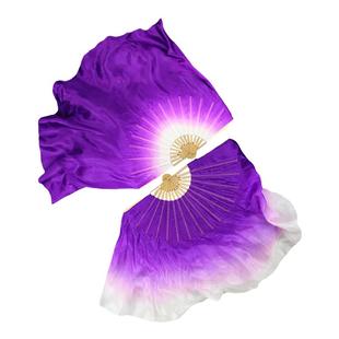 真丝舞蹈扇跳舞扇子双面扇紫色古典舞扇海派秧歌扇加长胶州秧歌扇