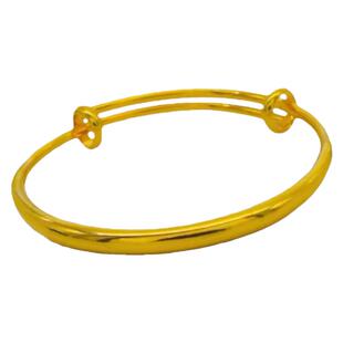 儿童宝宝手镯男女光面镯子小孩满月周岁婴儿百日礼黄金色沙金首饰