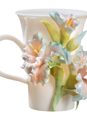 东方泥土非遗釉下彩陶瓷花剑兰杯