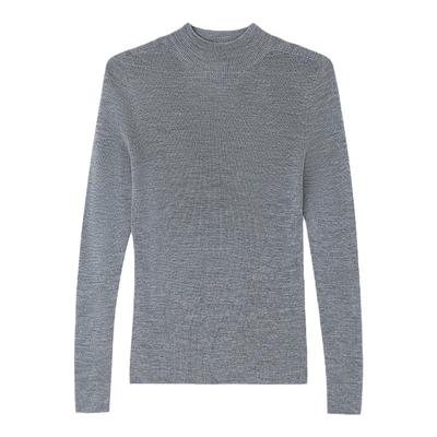 PAPERLLL辛间超细诺羊毛全毛无缝半高领黑色针织打底衫女长袖上衣