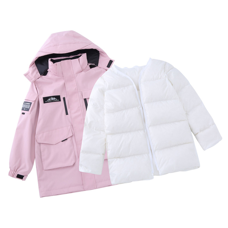 象老大儿童羽绒服男女同款活面可拆卸25新款派克工装冬季外套加厚