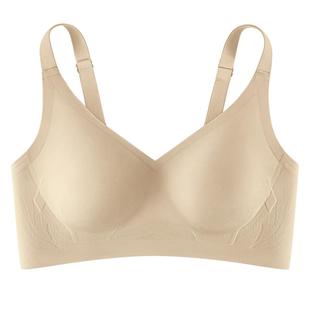 菇娘家大码兔耳杯大胸显小内衣无痕收副乳女胖mm无钢圈防下垂文胸