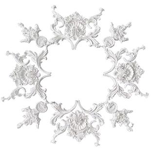 法式pu灯盘组合拼花圆形石膏灯盘圆盘客厅吊顶灯座pu线条雕花造型