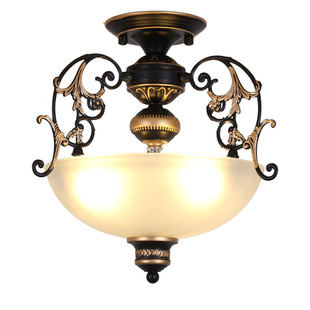 欧式复古阳台楼梯间美式简约过道灯铁艺个性入户门厅玄关半吸顶灯