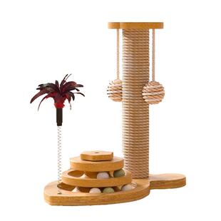 猫抓板耐磨不掉屑剑麻猫咪爪柱小猫玩具逗猫棒自嗨解闷猫爬架一体