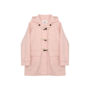 【粉色限定】车厘子jk牛角扣大衣原创学院风秋冬夹棉加厚毛呢外套