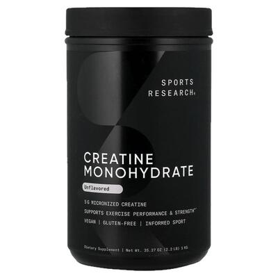 Sports Research,Creatine Monohydrate, Unflavored, 2.2 lb (1