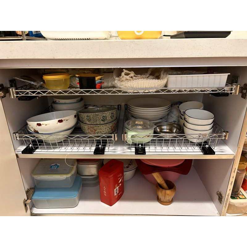 厨房置物架diy多层橱柜拉篮不锈钢储物篮衣柜收纳层架抽屉式架子